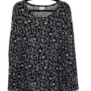 Floral Sheath Dress LuLaRoe Debbie 3XL Long Sleeve Black White Leaves